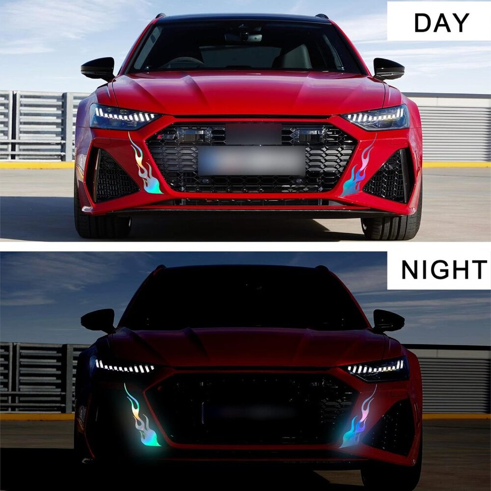 4 Pcs 11.4'' Flame Reflective Sticker for Car Vinyl Racing Sports Flame Stripe D - Picture 4 of 6